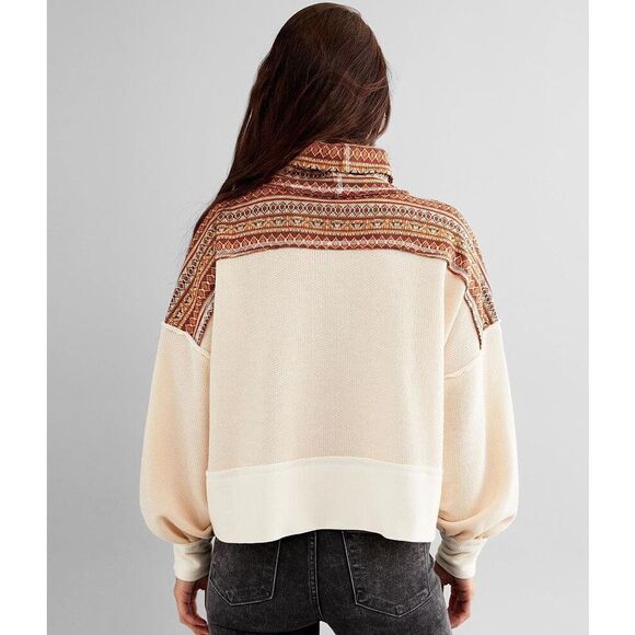 Gimmicks Buckle size XL Contrast Cowl Neck Pullover ballon sleeves boxy Aztec - Picture 3 of 6